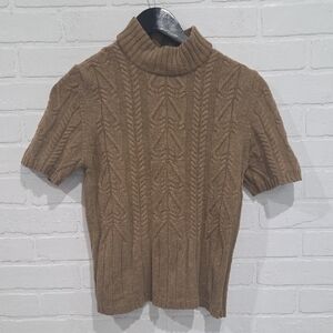Escada Tan Cable Knit Turtleneck Sweater